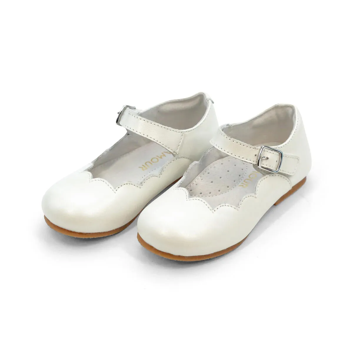 White Sonia Scalloped Flats