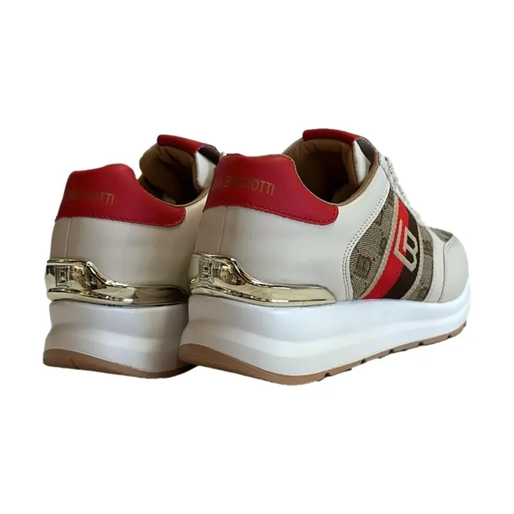 Laura Biagiotti Beige Red Kid Donna Platform 8408 Sneakers