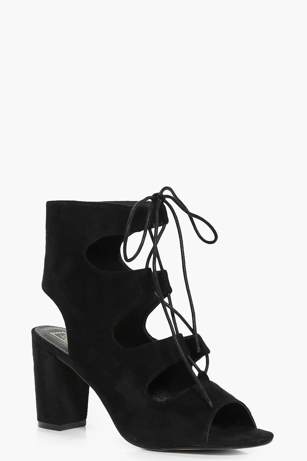 Lauren Lace Up Peeptoe Block Heel