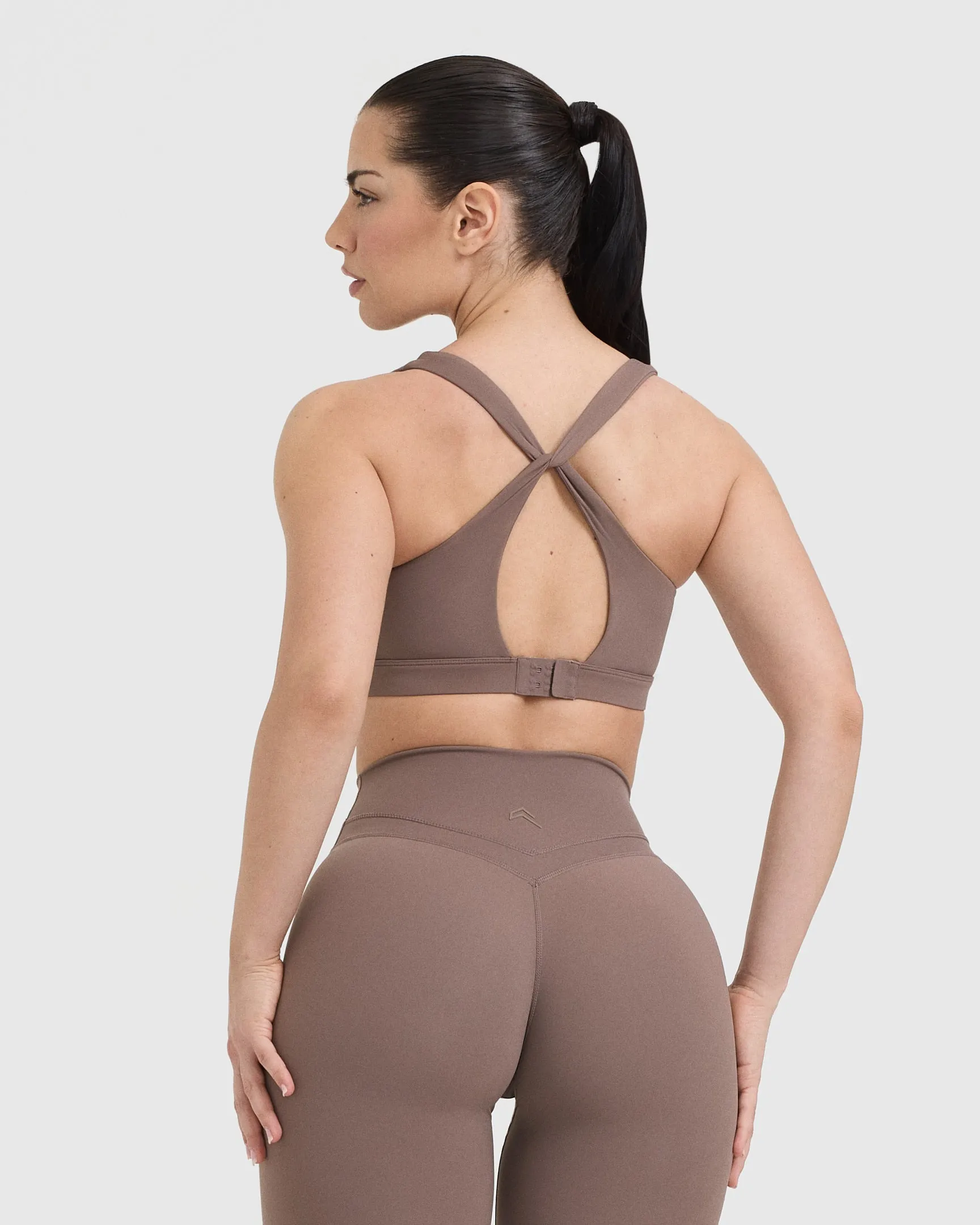 Layered Sports Bra in Cool Brown