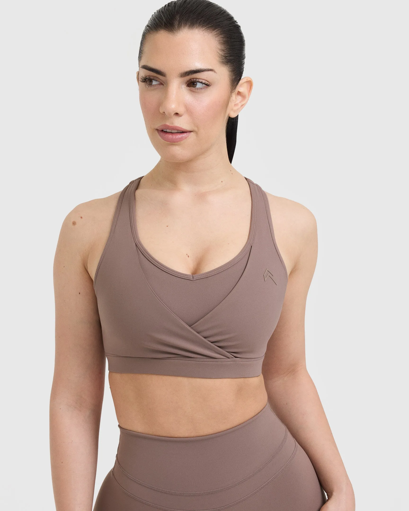 Layered Sports Bra in Cool Brown