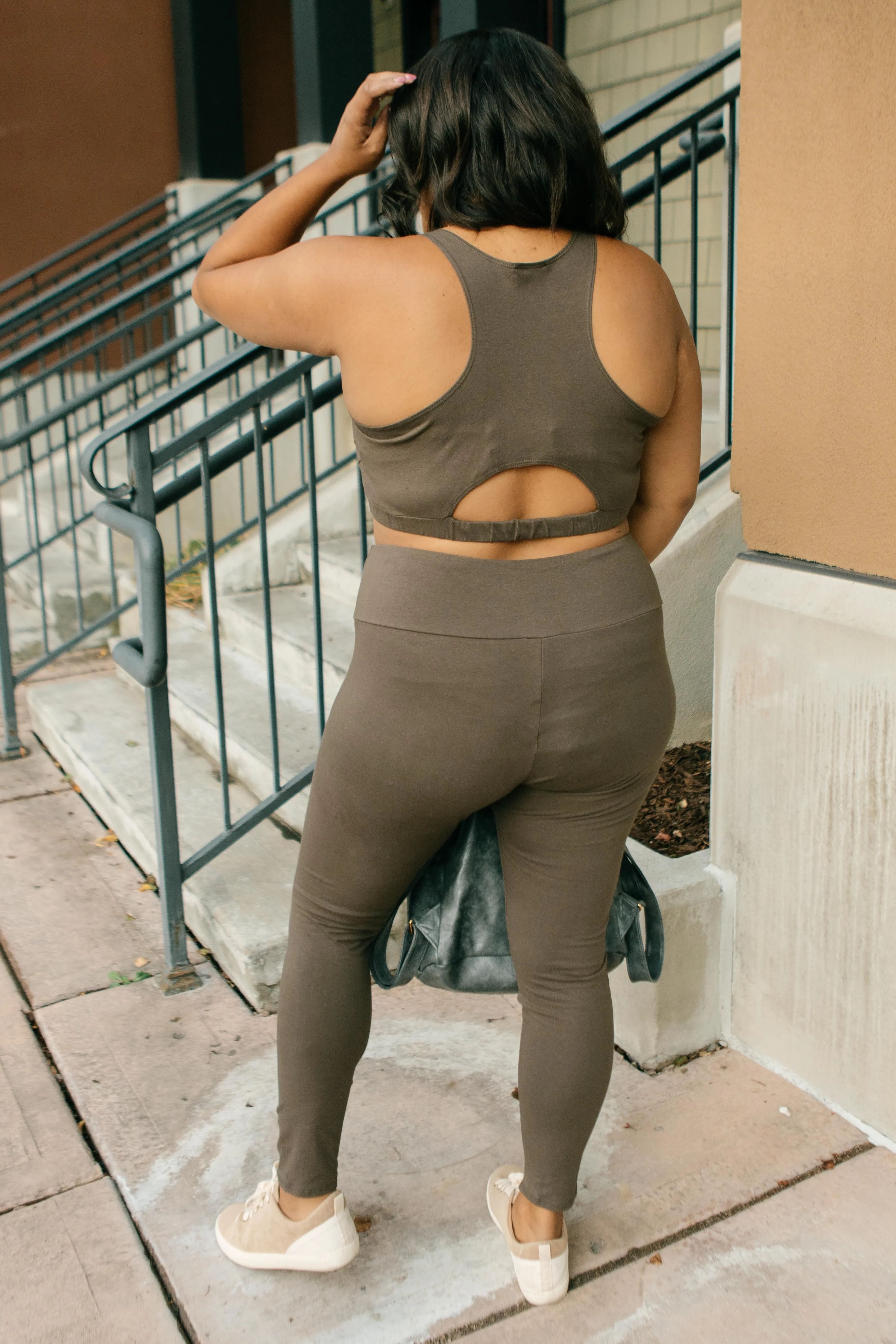 Lazy Days Racerback Bra in Deep Olive On Hand