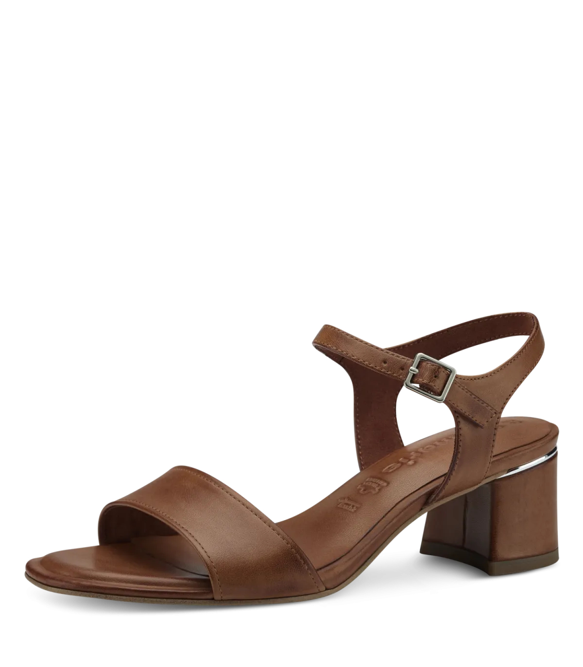 Leather Sandal with heel By Tamaris -Nut