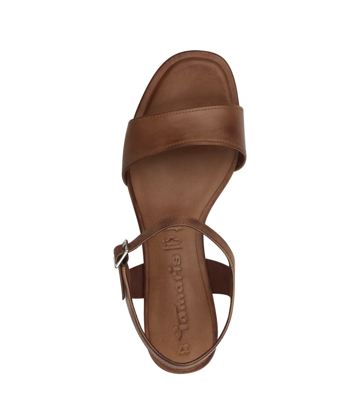 Leather Sandal with heel By Tamaris -Nut