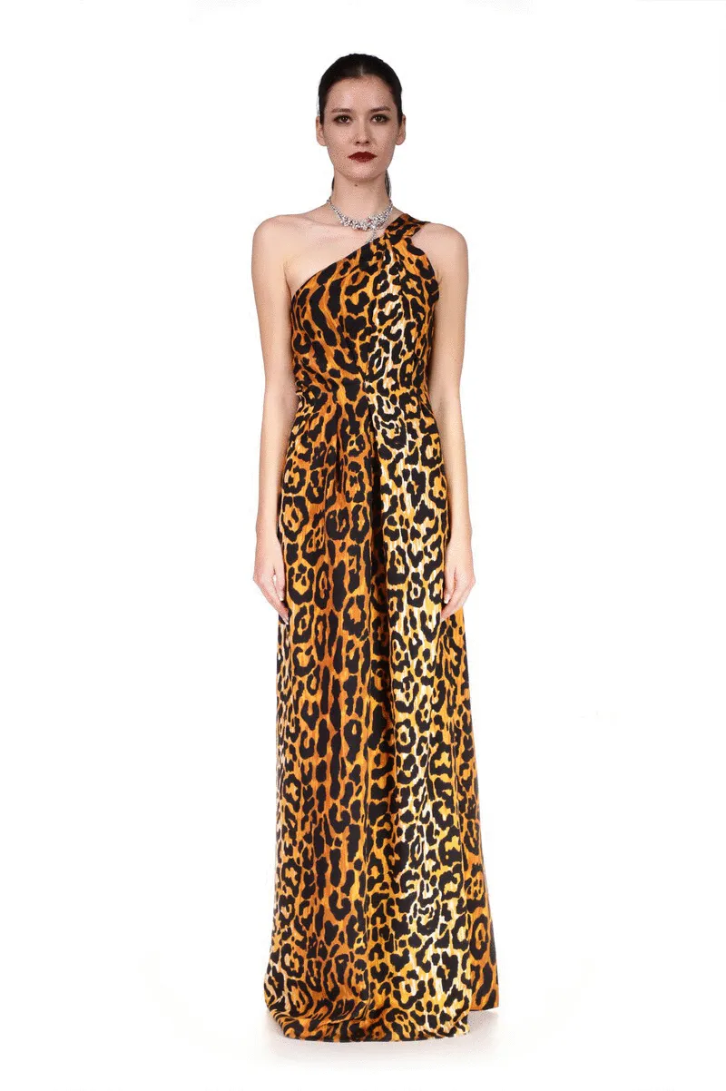 'LEOPARDO' ONE SHOULDER GOWN