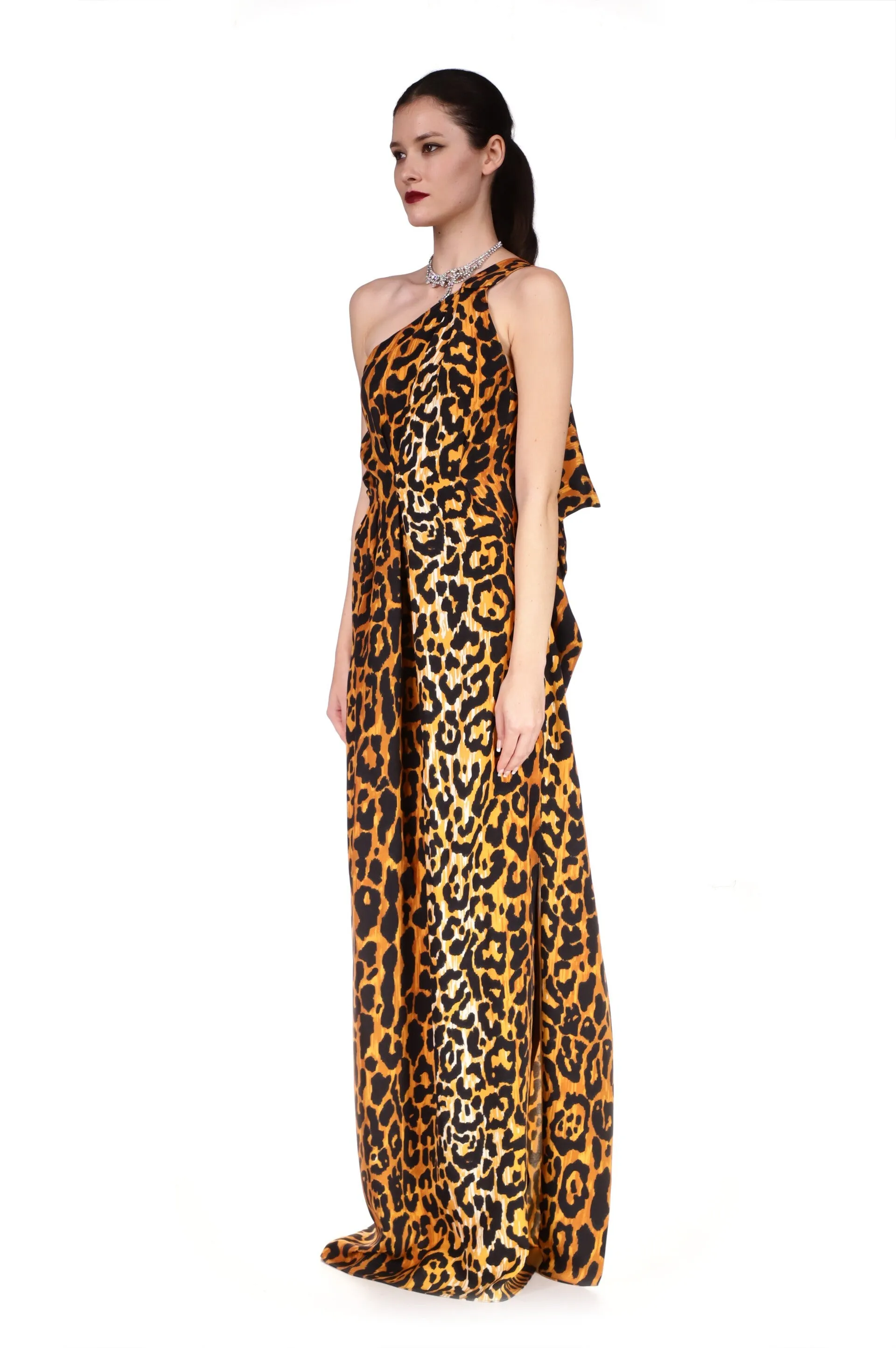 'LEOPARDO' ONE SHOULDER GOWN