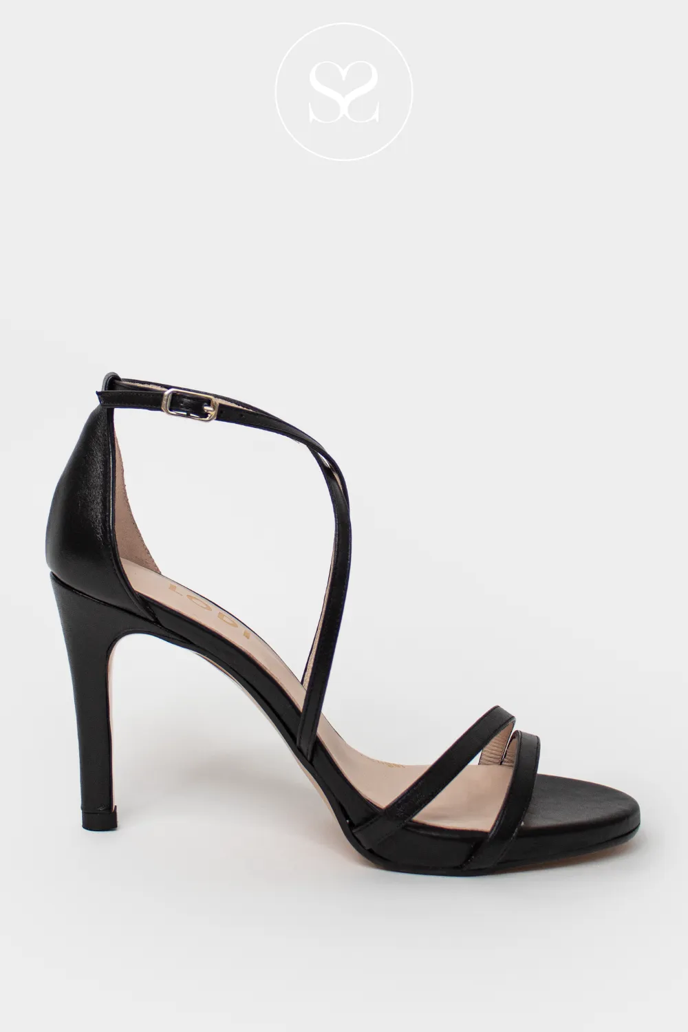 LODI INRIKO-X BLACK LEATHER HIGH HEEL SANDALS