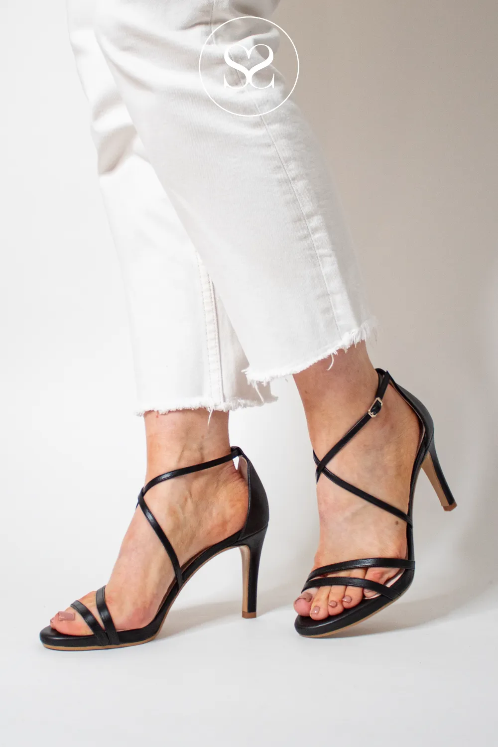 LODI INRIKO-X BLACK LEATHER HIGH HEEL SANDALS