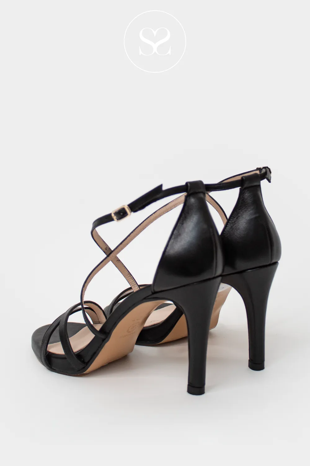 LODI INRIKO-X BLACK LEATHER HIGH HEEL SANDALS