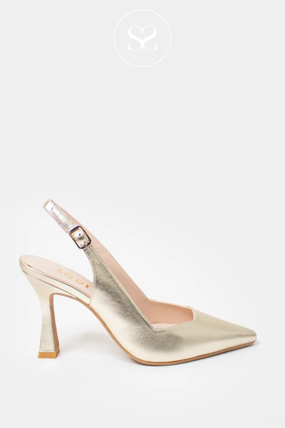 LODI MODERN GOLD LEATHER HIGH HEEL SLINGBACK