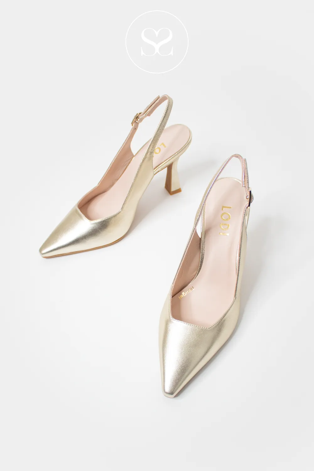 LODI MODERN GOLD LEATHER HIGH HEEL SLINGBACK