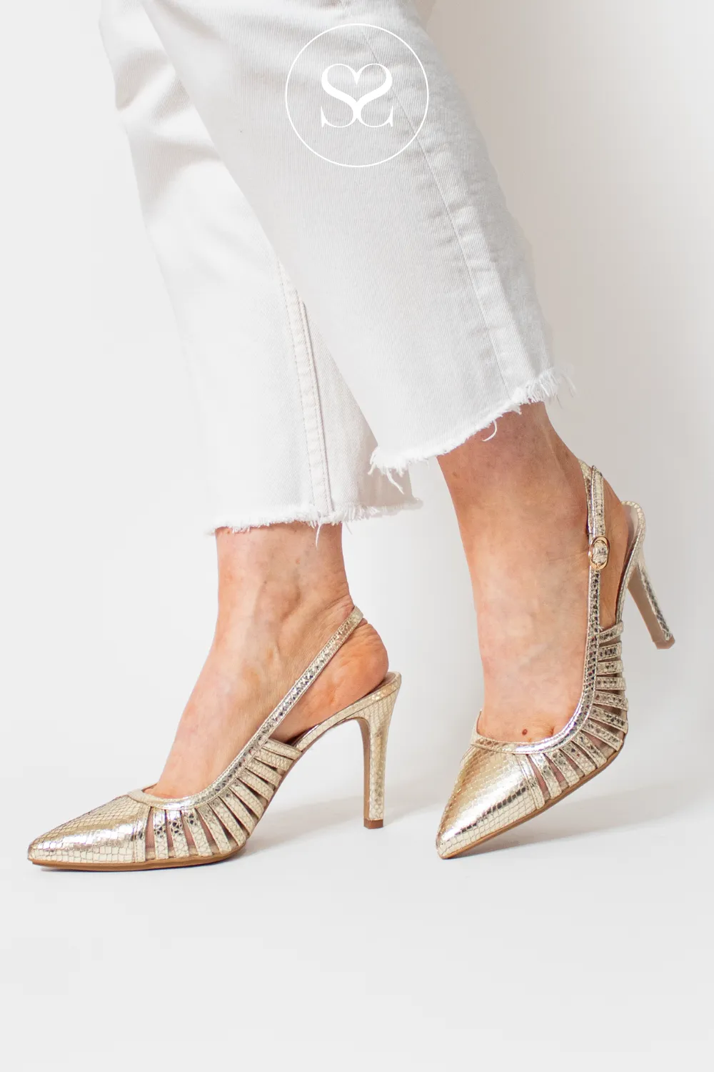 LODI ROSTEL GOLD LEATHER HIGH HEEL SLINGBACK