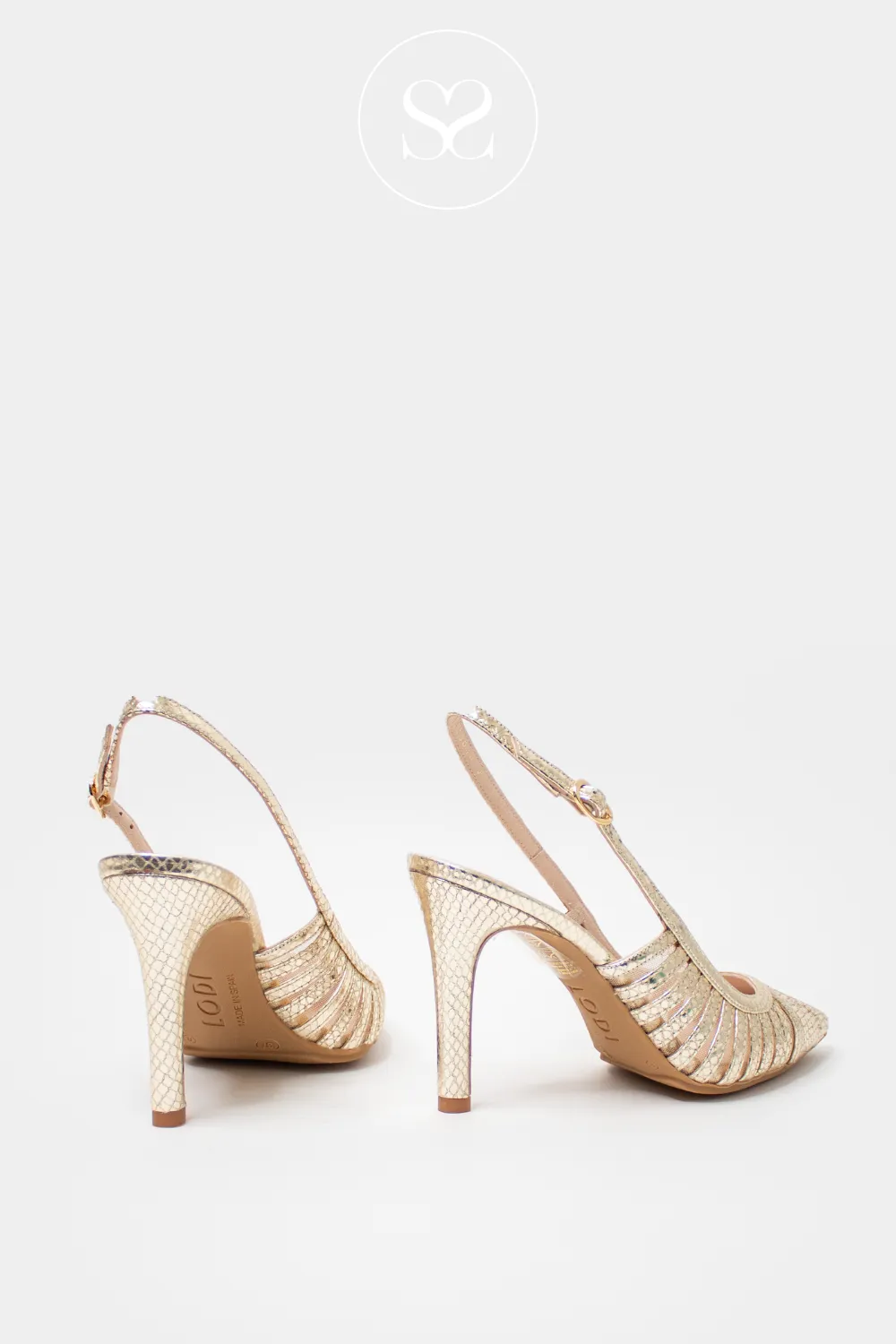 LODI ROSTEL GOLD LEATHER HIGH HEEL SLINGBACK