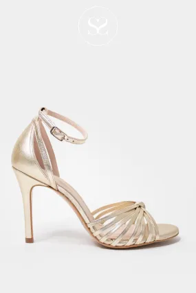 LODI YISIS GOLD LEATHER HIGH HEEL SANDALS