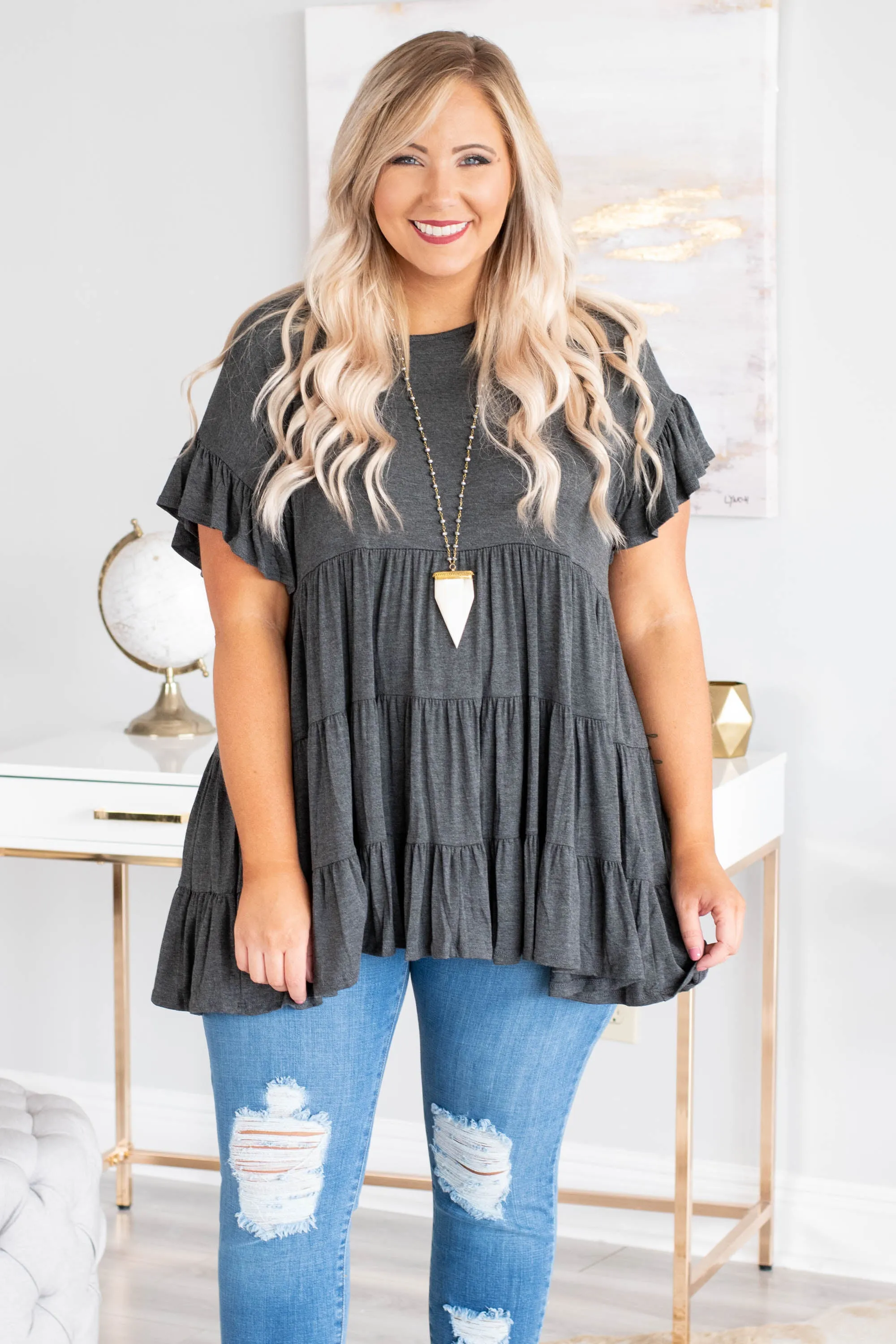 Charcoal Tunic with Love And Honey Design