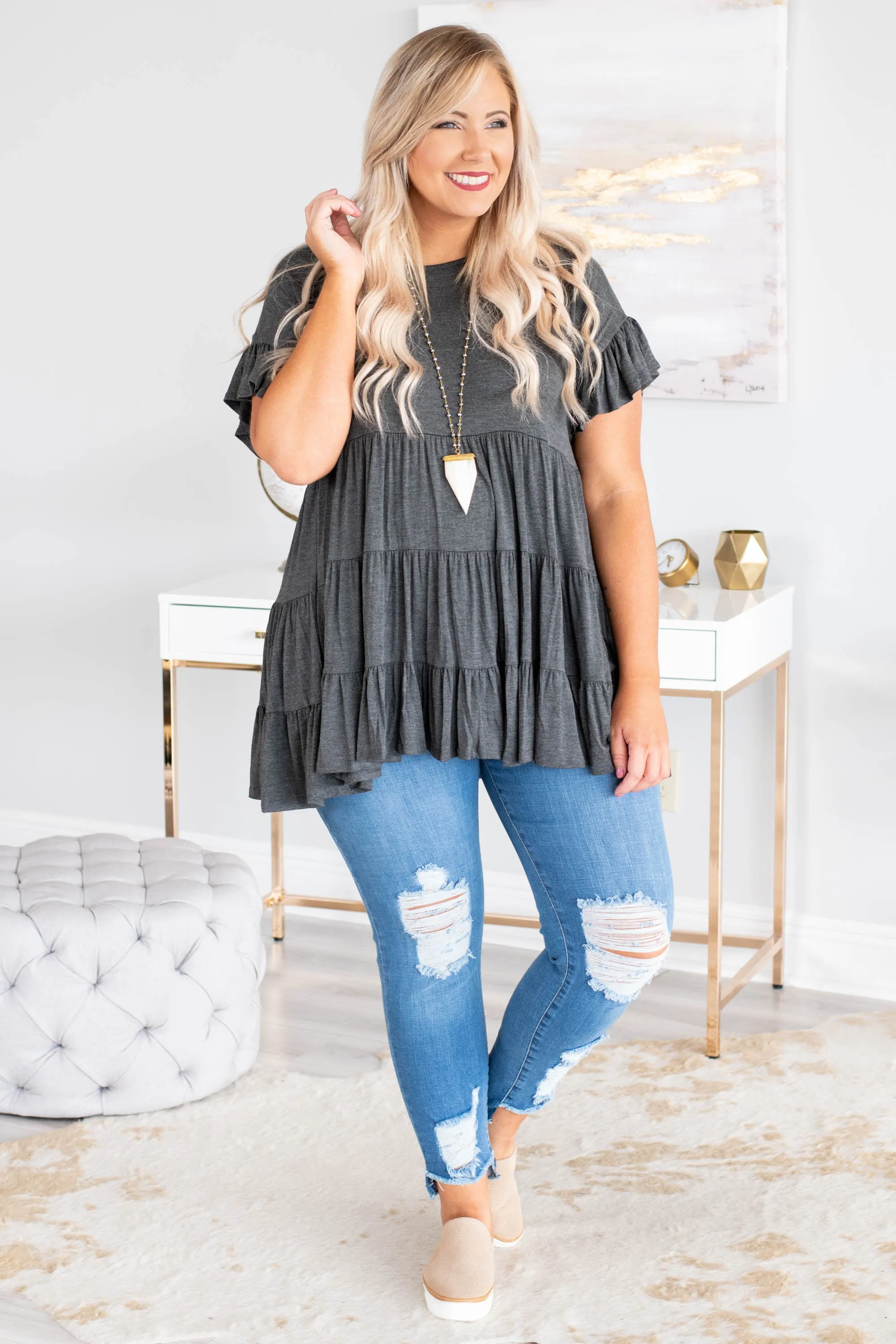 Charcoal Tunic with Love And Honey Design