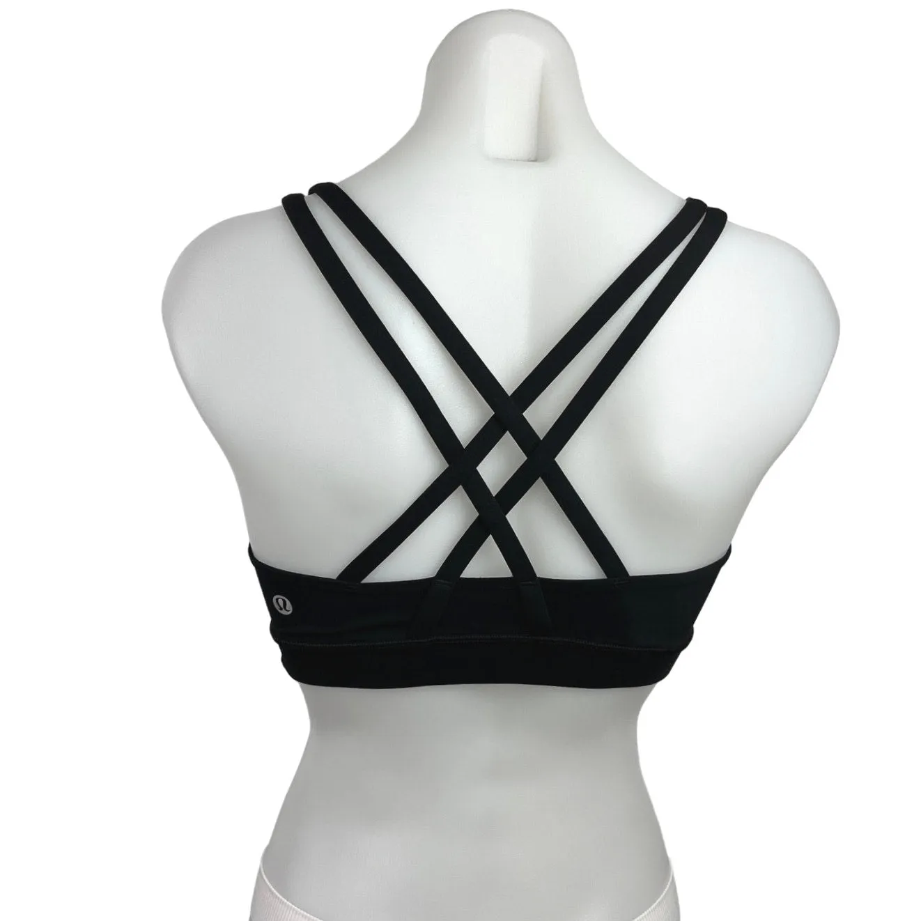 Lululemon Black Scoop Neck Criss Cross Strappy Yoga Athletic Sports Bra Size S