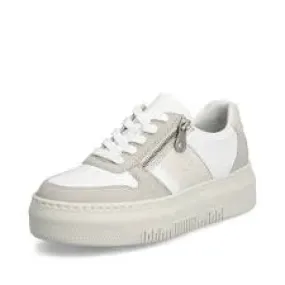 White Beige Side Zip Trainer Rieker