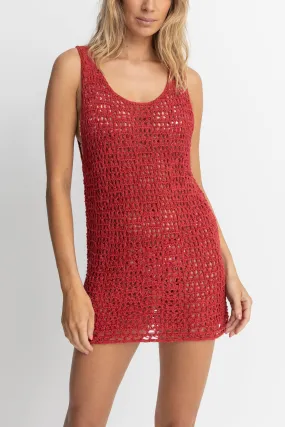 Red Scoop Neck Mini Dress by Maddie