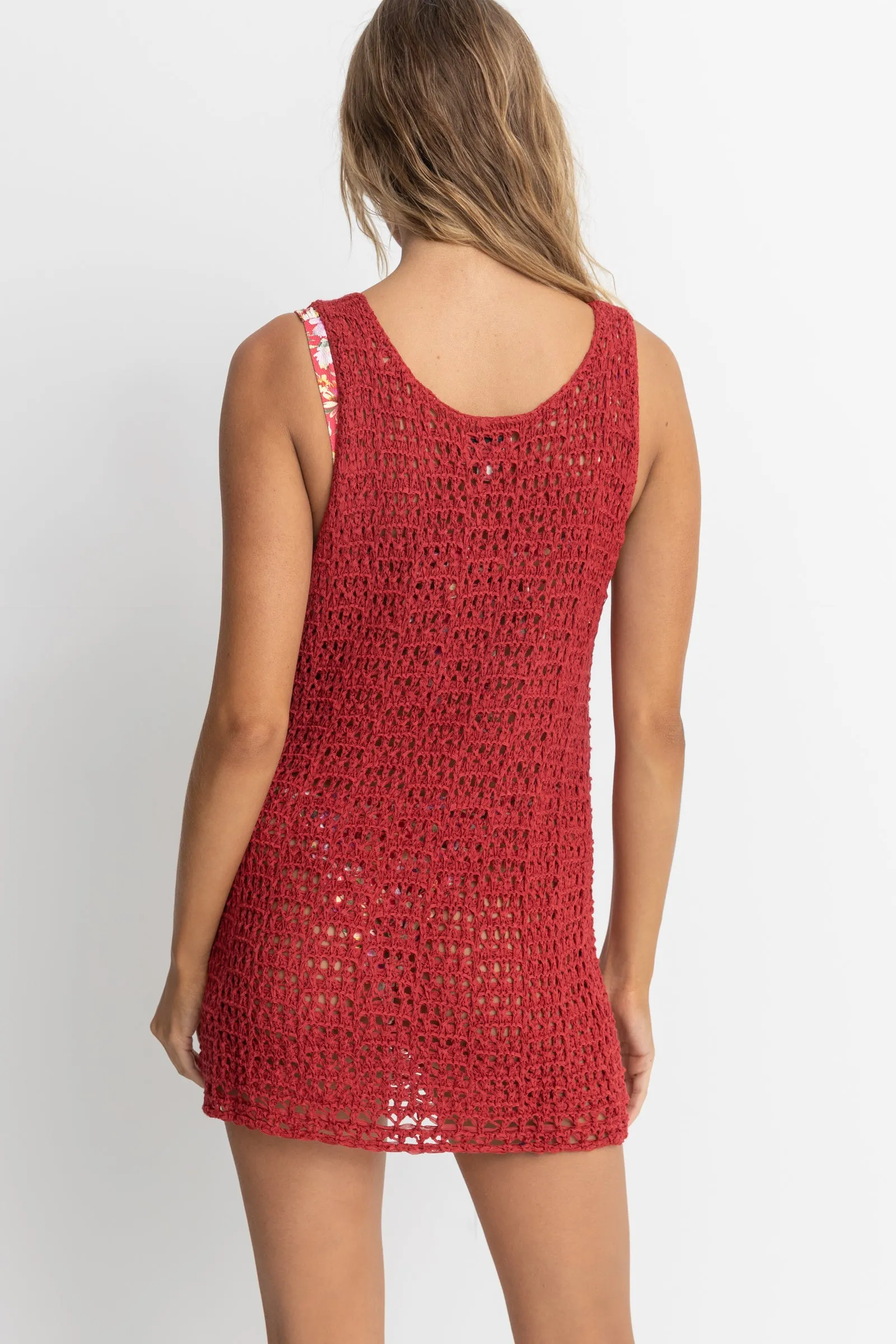 Red Scoop Neck Mini Dress by Maddie