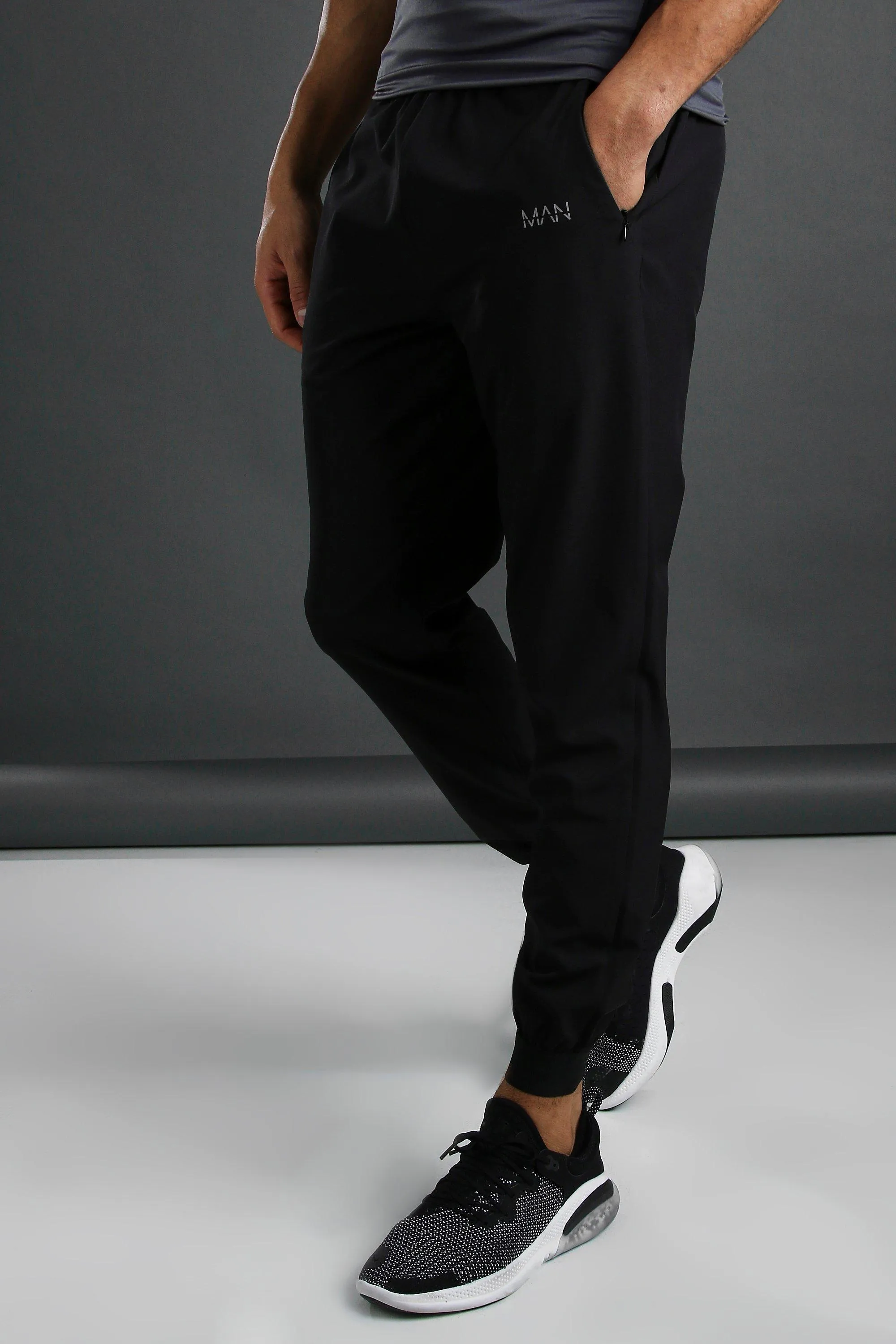 Man Active Slim Fit Woven Joggers | boohooMAN UK