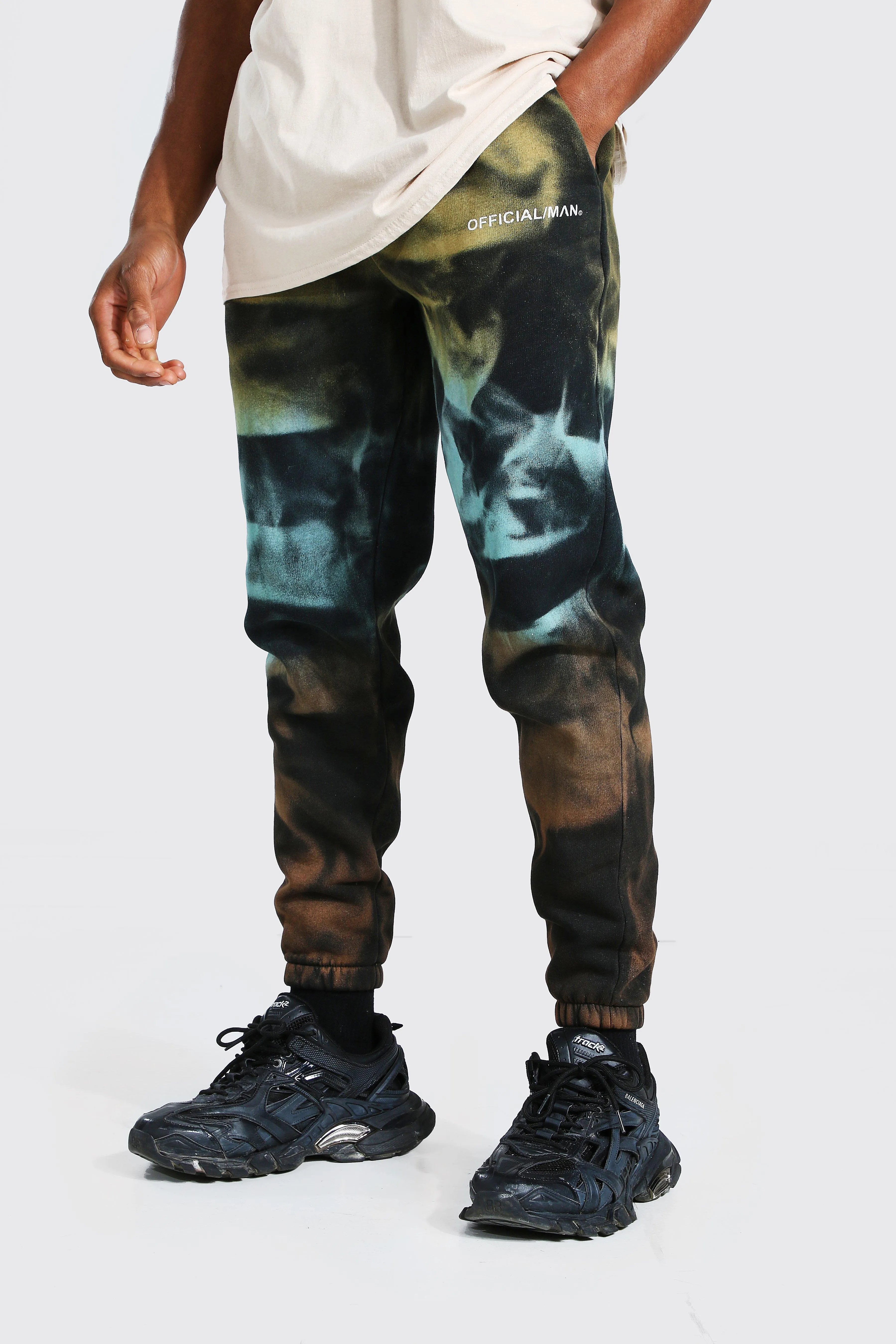 Man Official Slim Tie Dye Joggers | boohooMAN UK