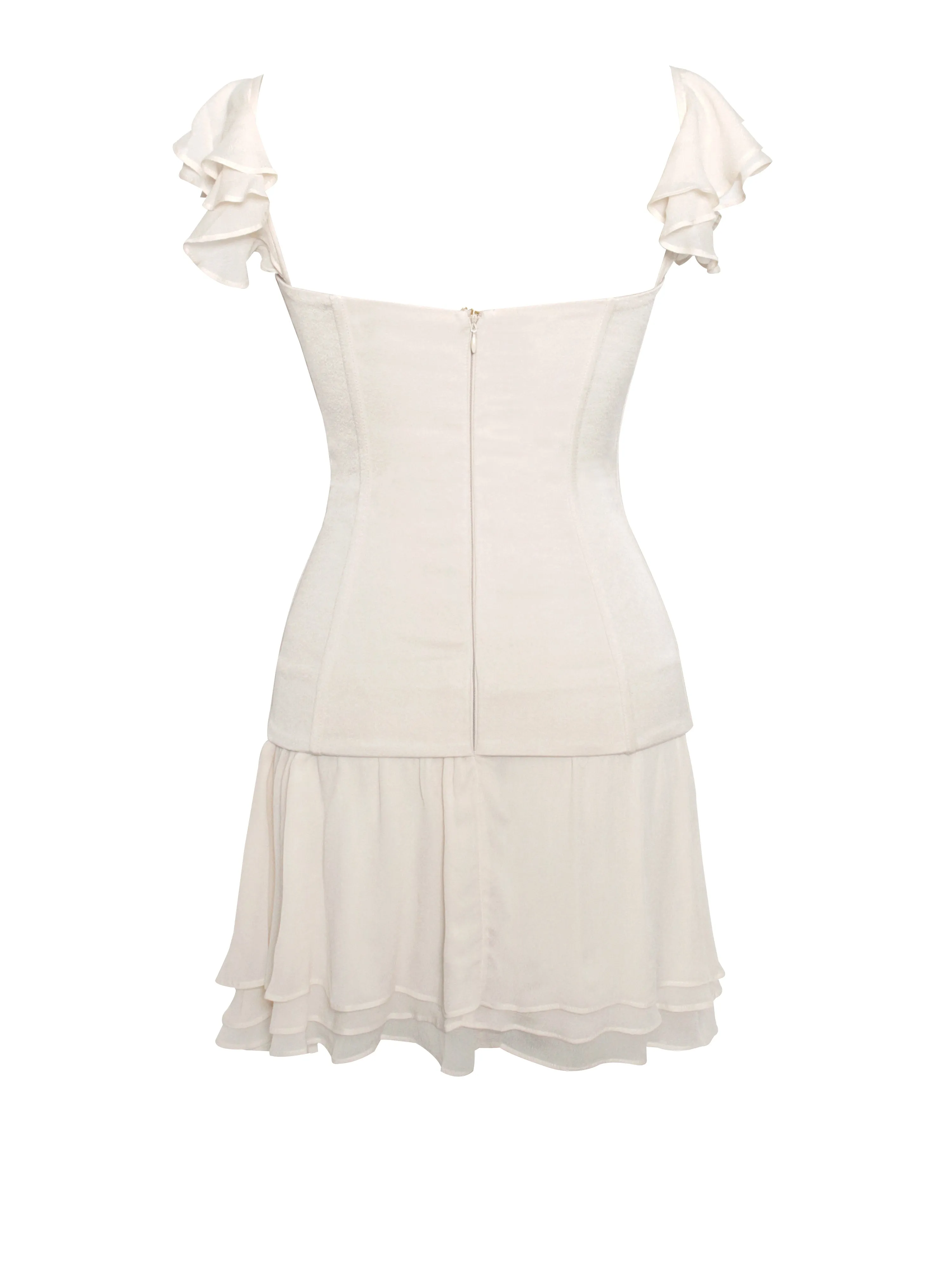 Marica Beige Satin Corset Mini Dress