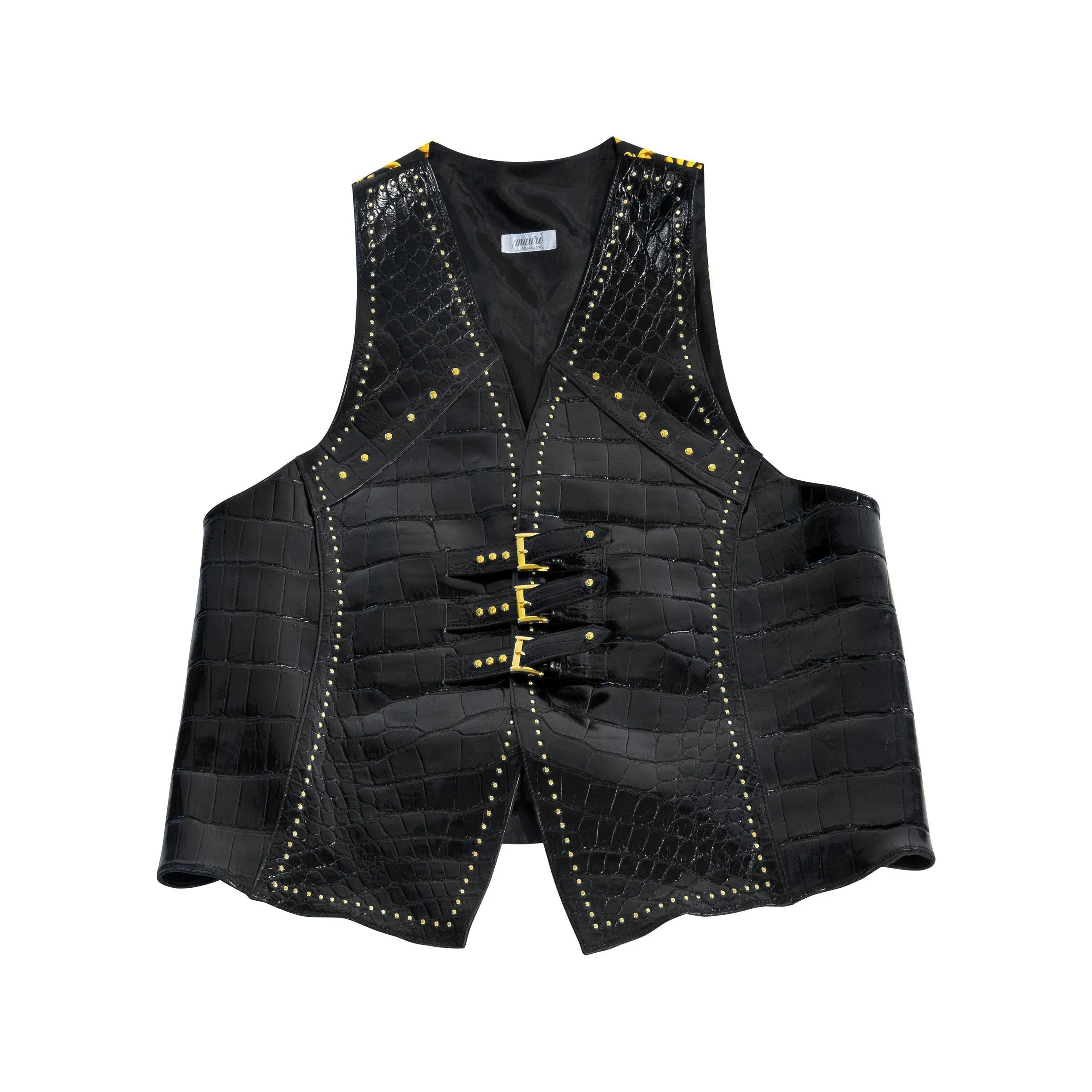 Mauri V72 Men's Accessories Black Exotic Alligator Vest (MAJ1001)