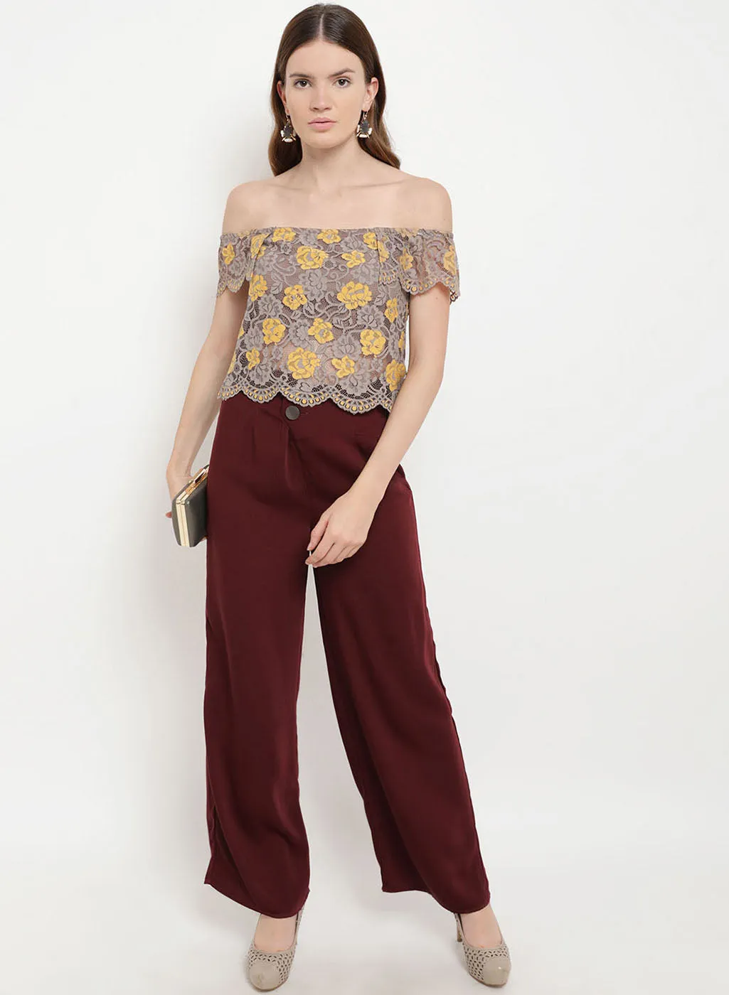 Lace Top with Off-Shoulder Detail