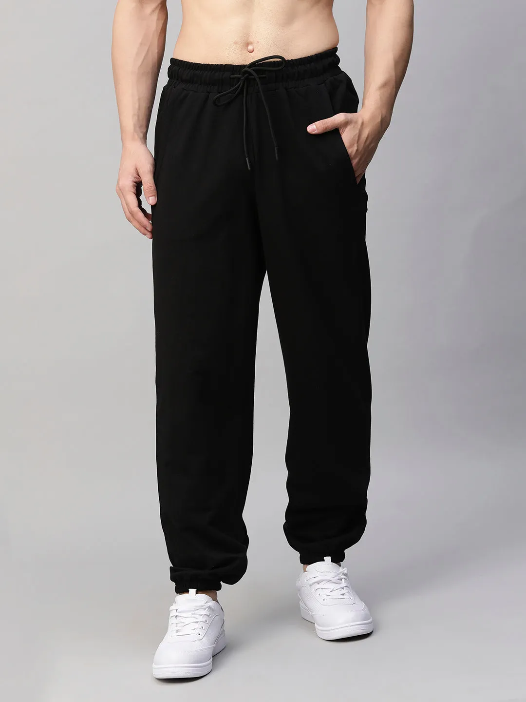 Men Premium Terry Loose Fit Joggers - Black