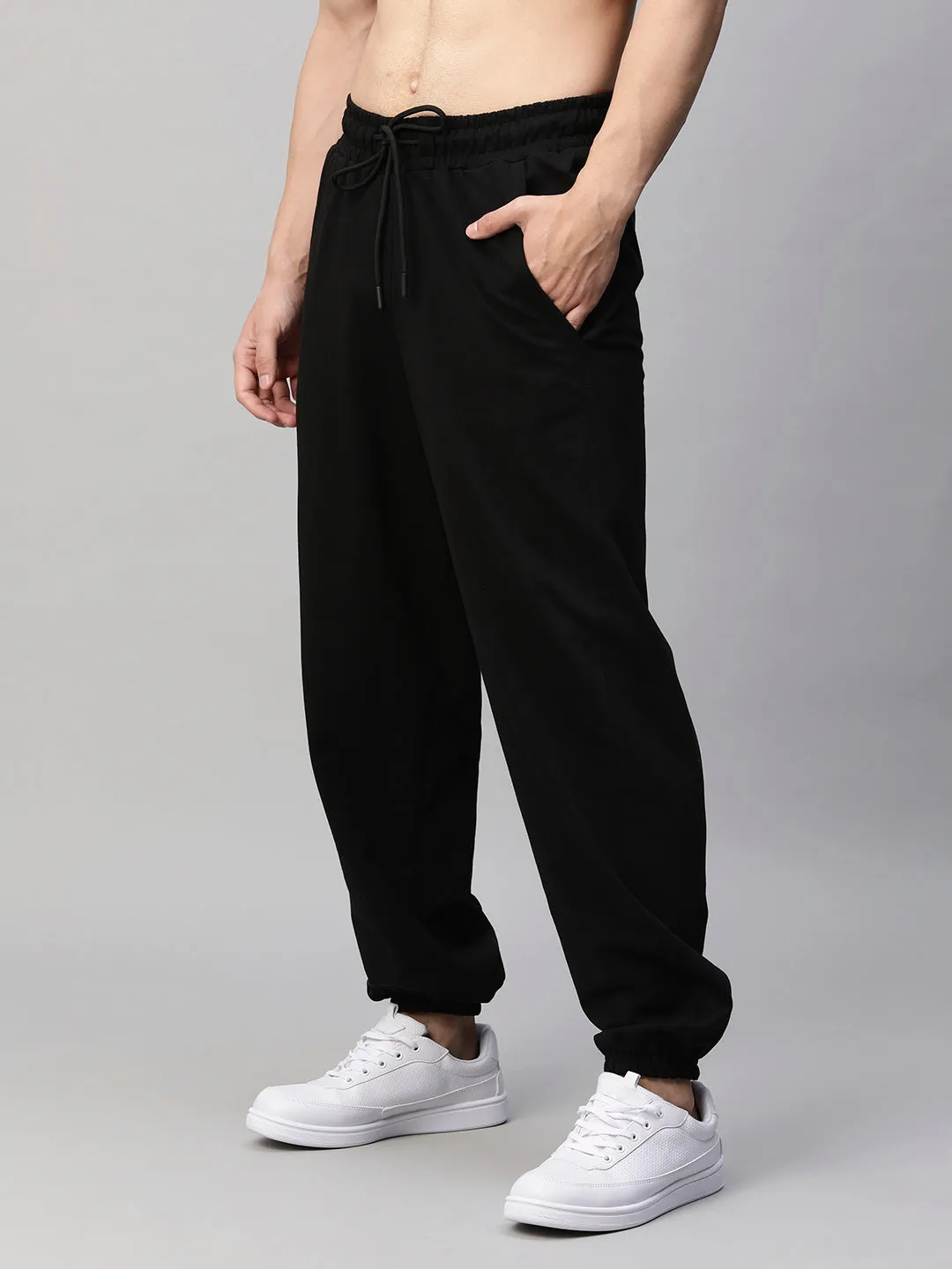 Men Premium Terry Loose Fit Joggers - Black