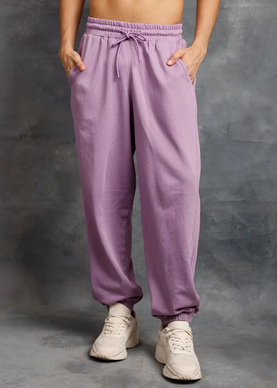 Men Premium Terry Loose Fit Joggers - Lilac