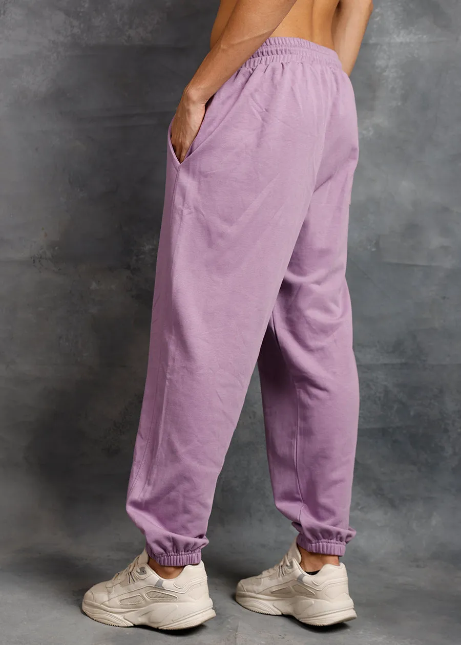 Men Premium Terry Loose Fit Joggers - Lilac