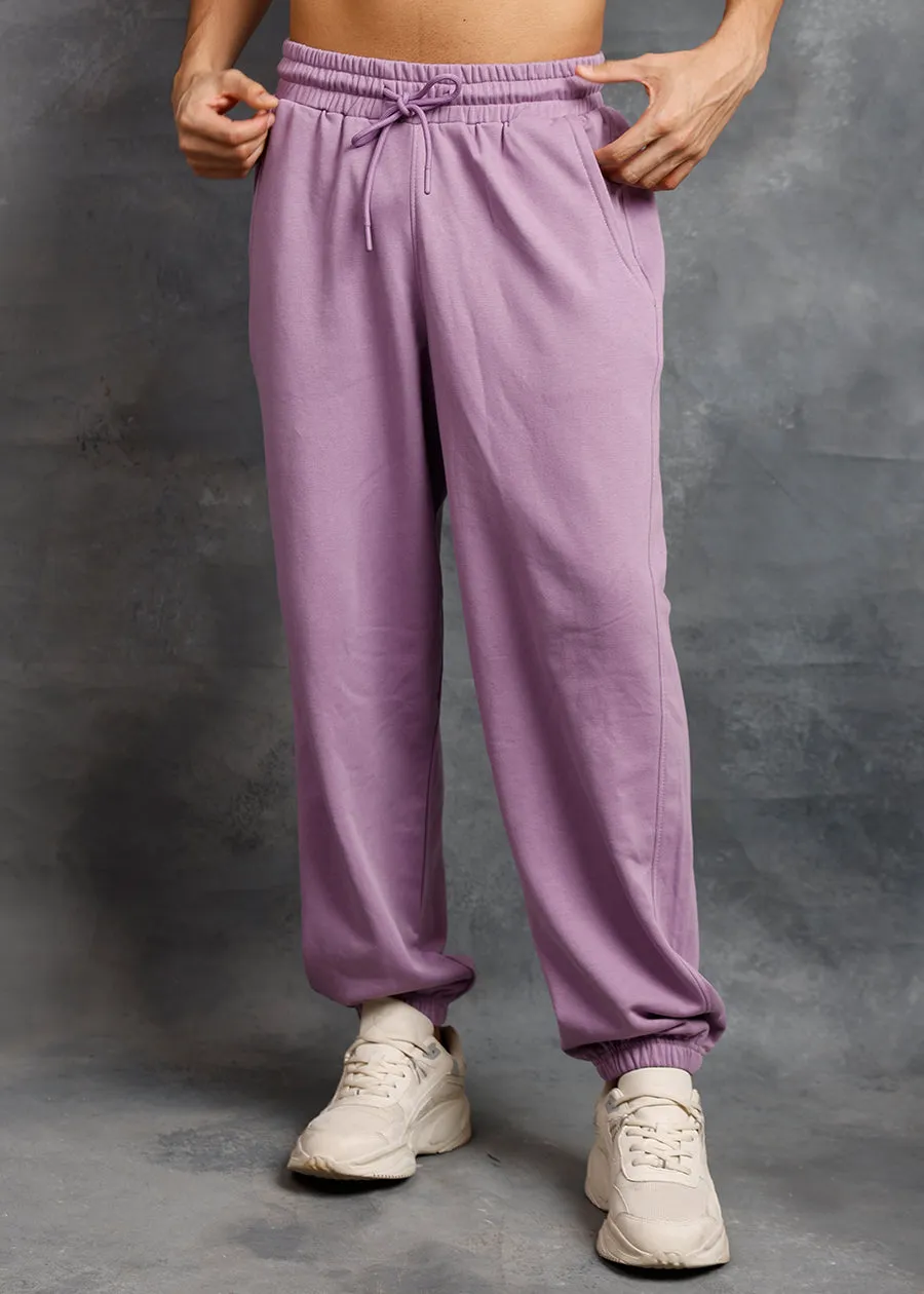 Men Premium Terry Loose Fit Joggers - Lilac