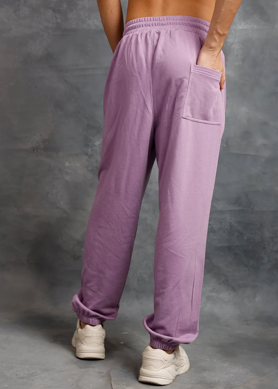 Men Premium Terry Loose Fit Joggers - Lilac