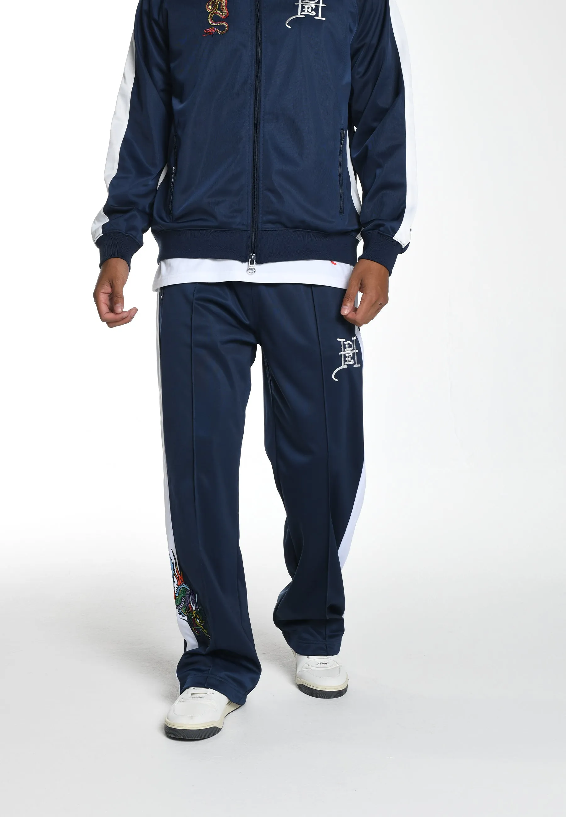 Mens Big Drag Tricot Tracksuit Joggers - Navy