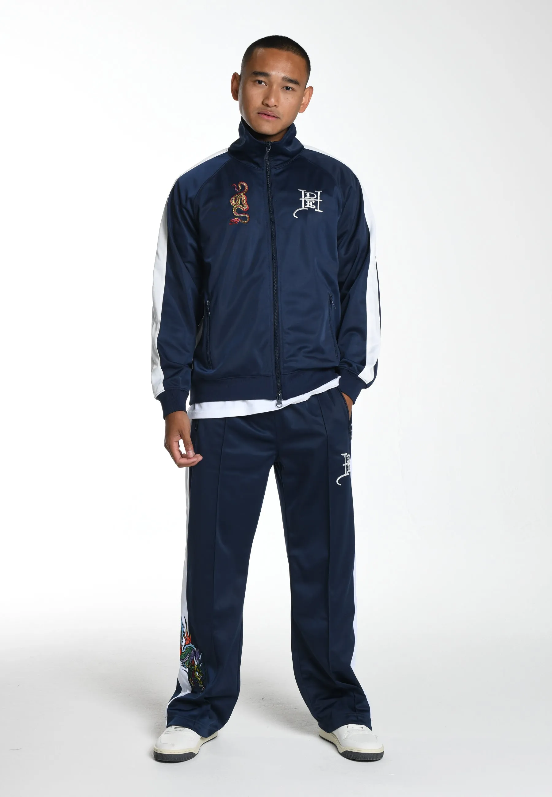 Mens Big Drag Tricot Tracksuit Joggers - Navy