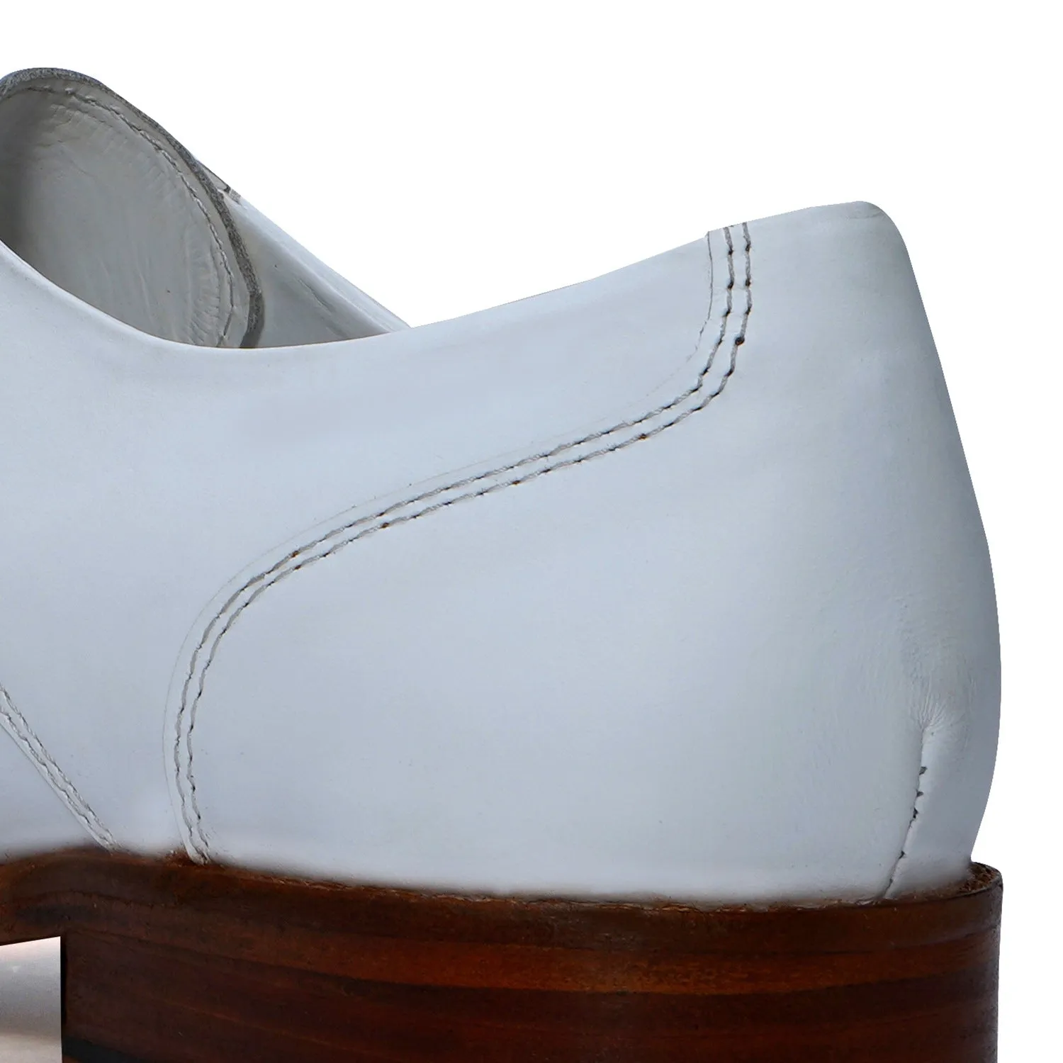 Men's Dress Formal Shoes in White Leather