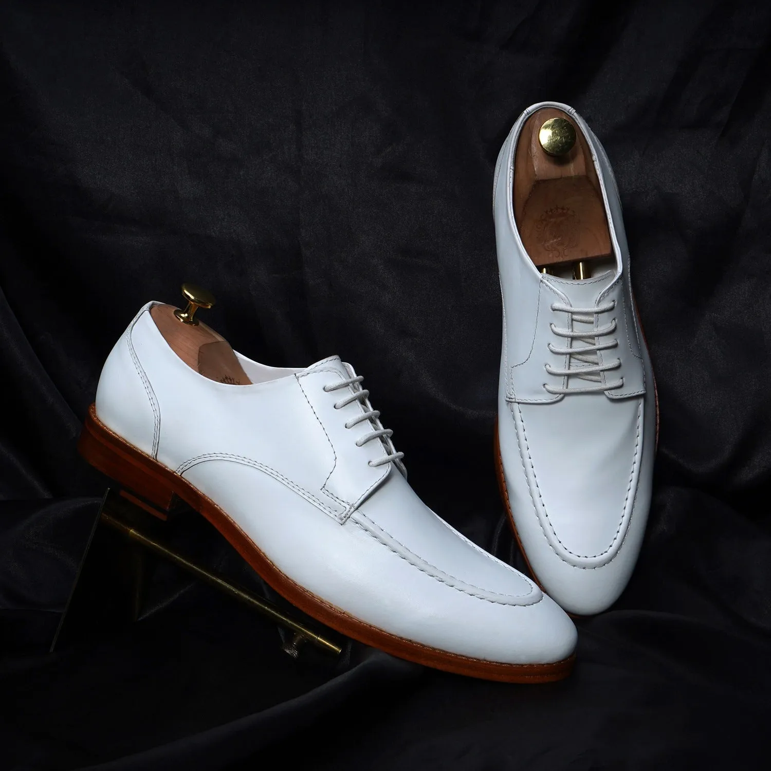 Men's Dress Formal Shoes in White Leather