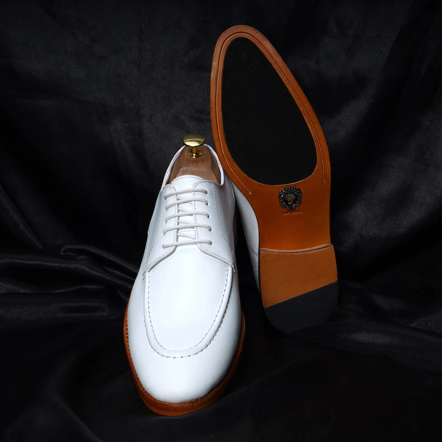 Men's Dress Formal Shoes in White Leather