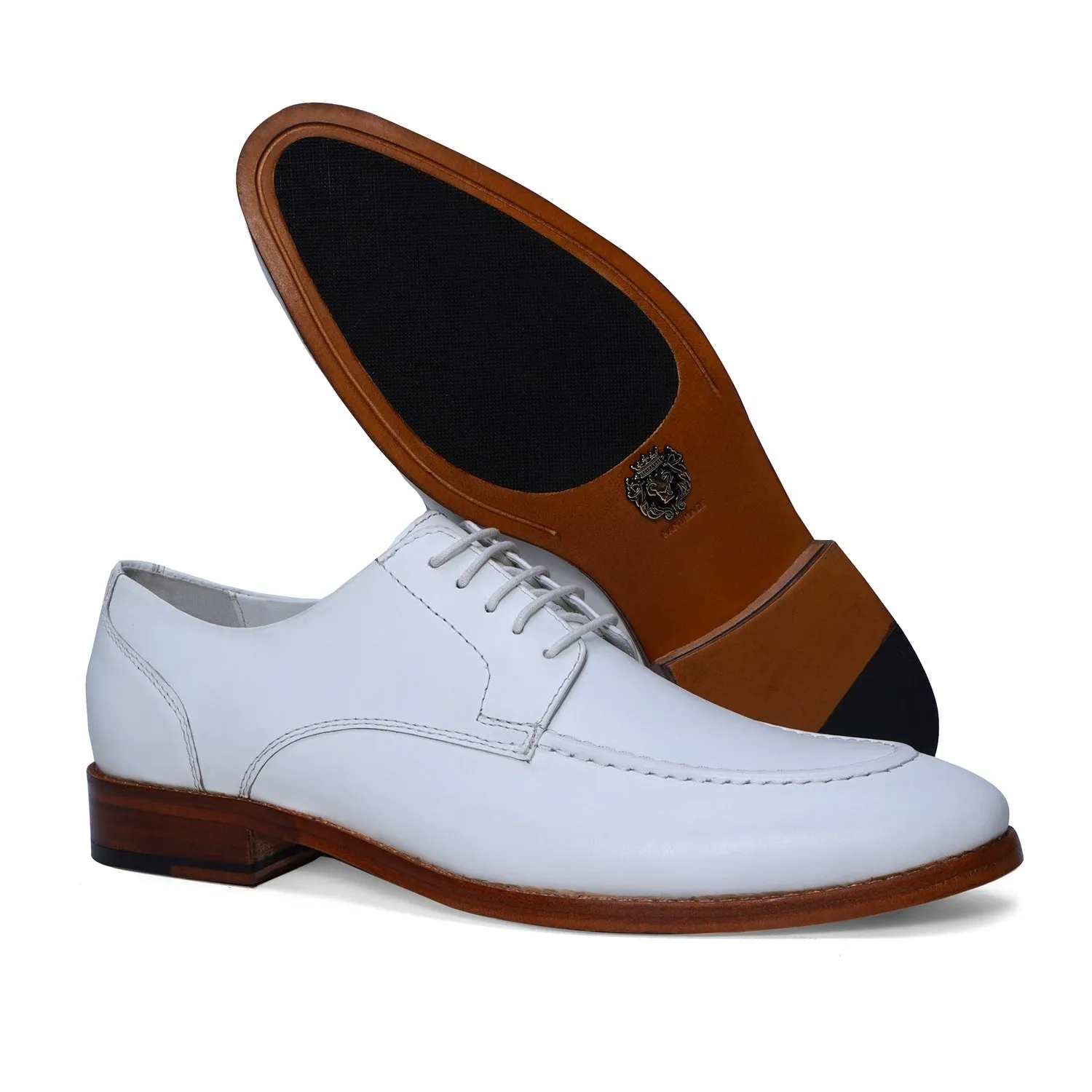 Men's Dress Formal Shoes in White Leather