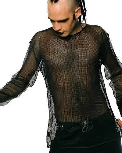 Black Men's Goth Fishnet Top