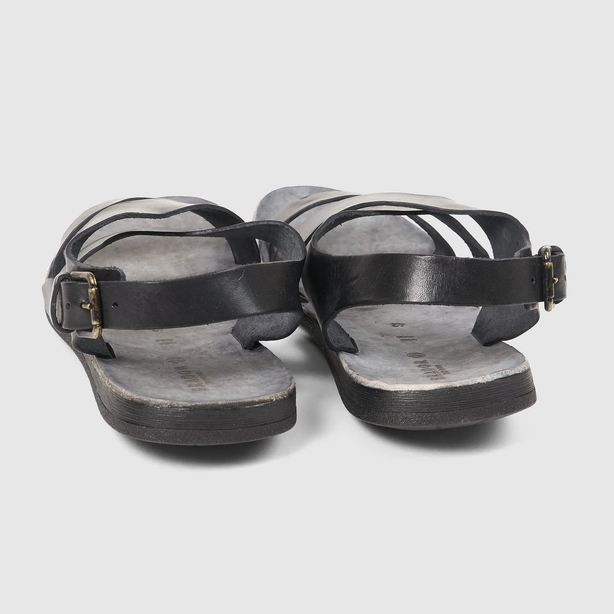 Mens Leather Sandals with Crossed Heel Strap