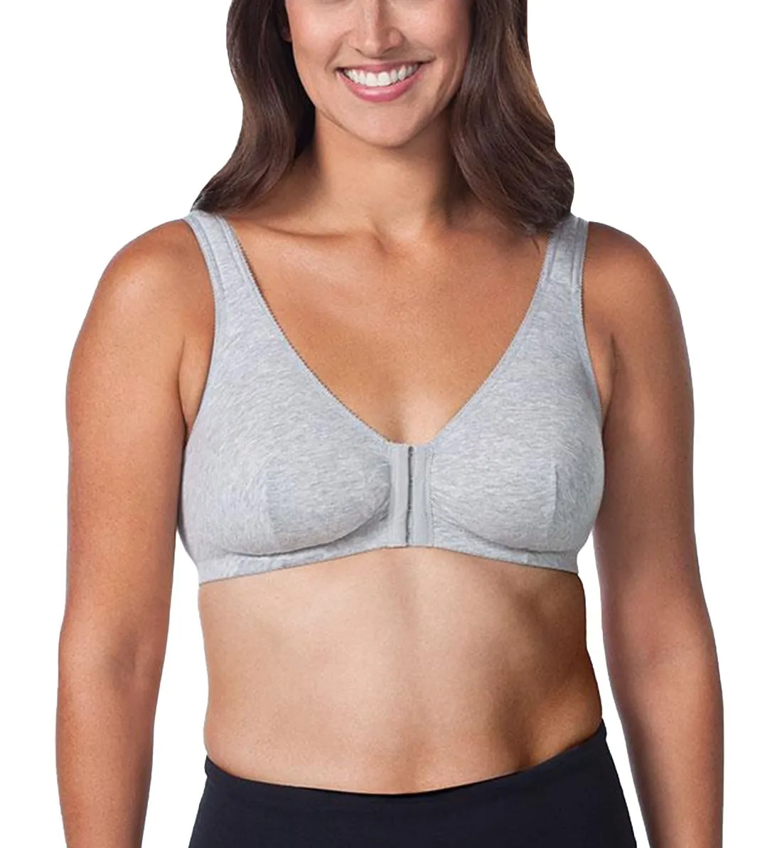 Meryl Cotton Bra Heather Grey Front Closure - Leading Lady (110)