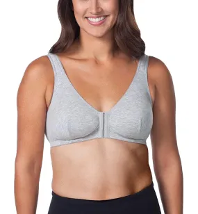 Meryl Cotton Bra Heather Grey Front Closure - Leading Lady (110)