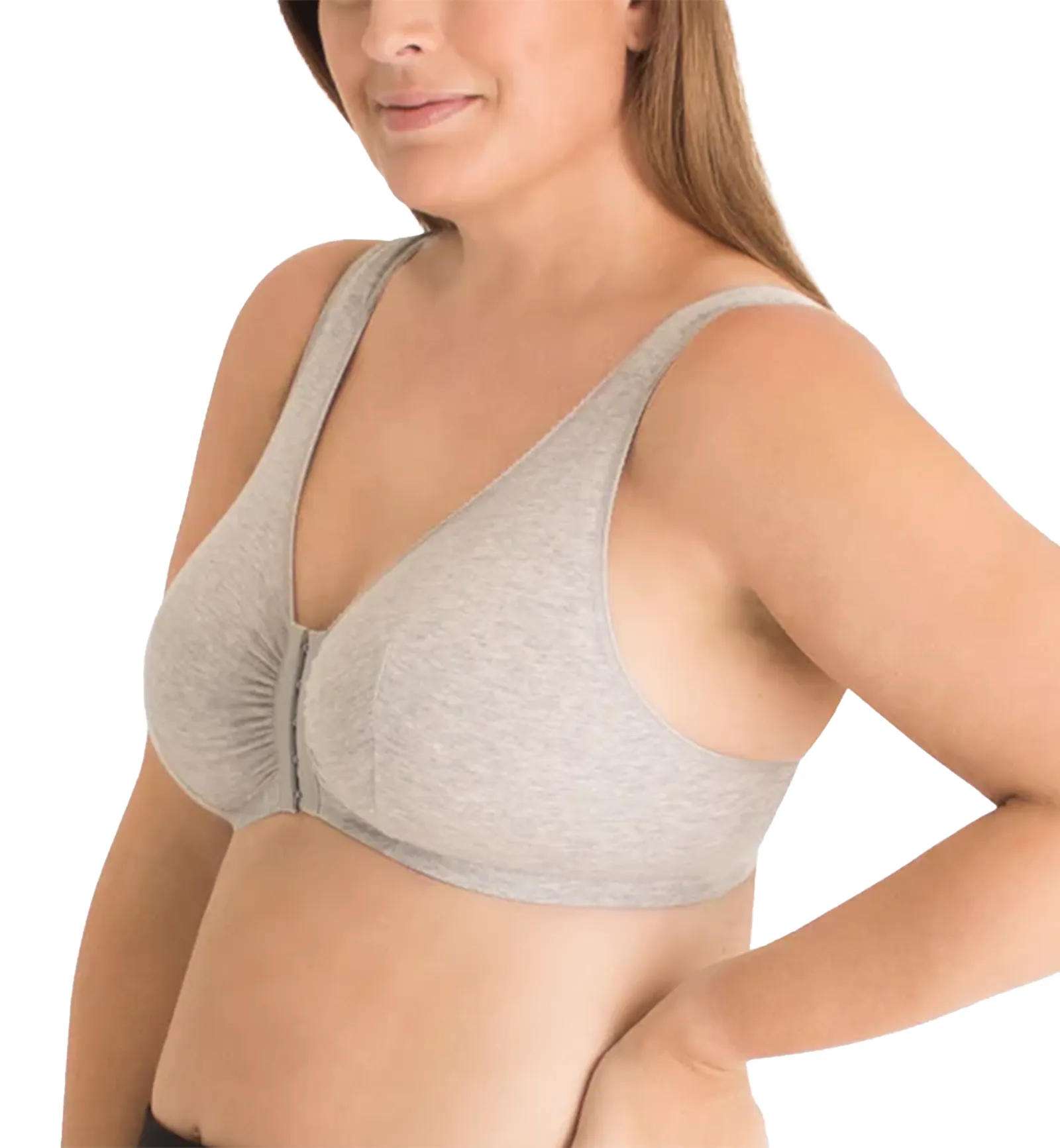 Meryl Cotton Bra Heather Grey Front Closure - Leading Lady (110)