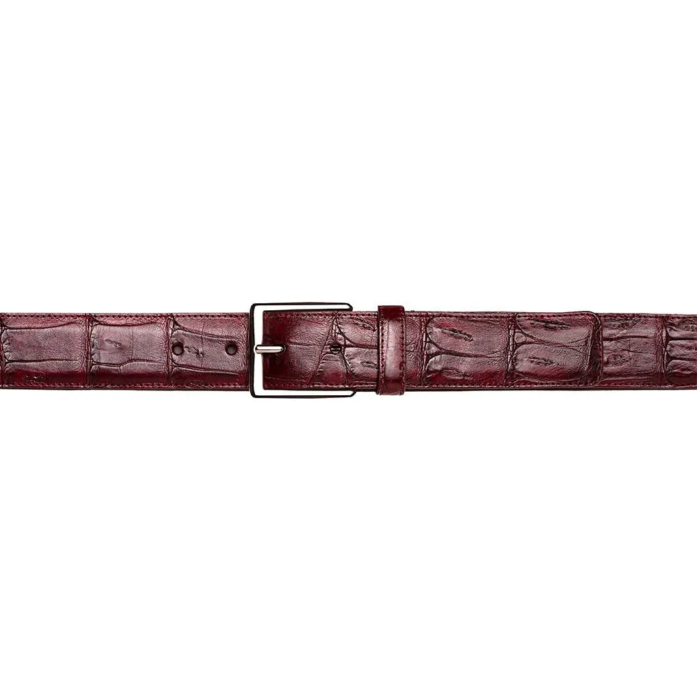 Mezlan AO11523 Burgundy Classic Exotic Crocodile Skin Men's Belt (MZB1239)