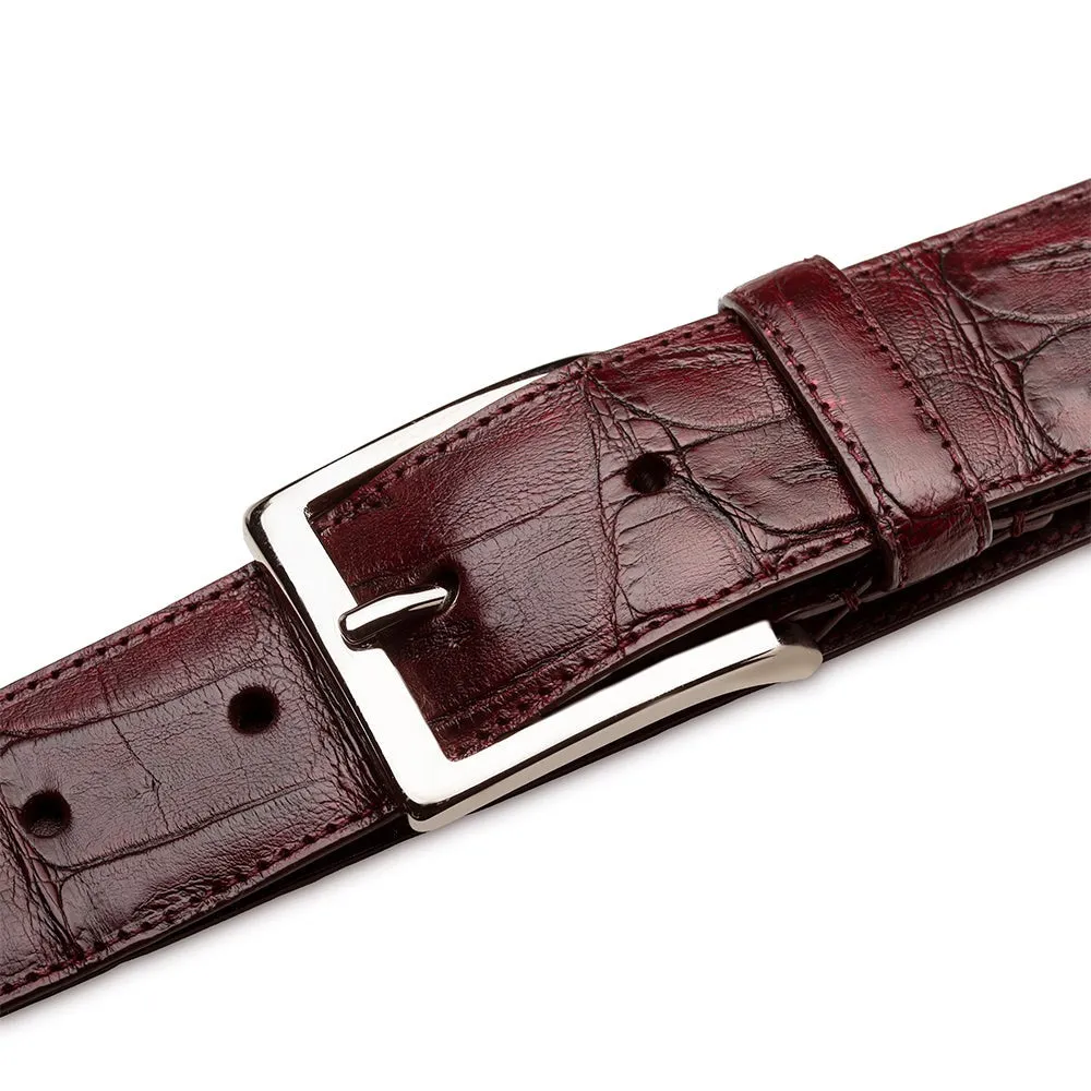 Mezlan AO11523 Burgundy Classic Exotic Crocodile Skin Men's Belt (MZB1239)