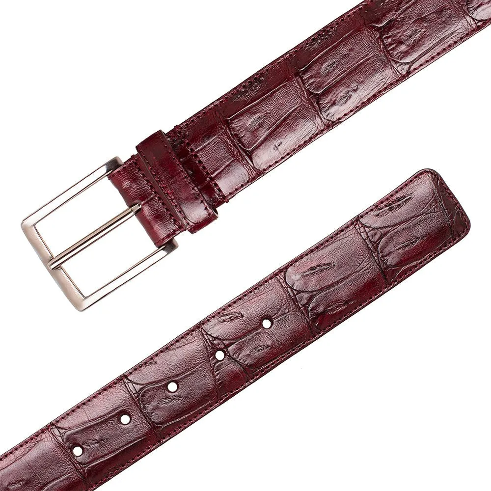 Mezlan AO11523 Burgundy Classic Exotic Crocodile Skin Men's Belt (MZB1239)