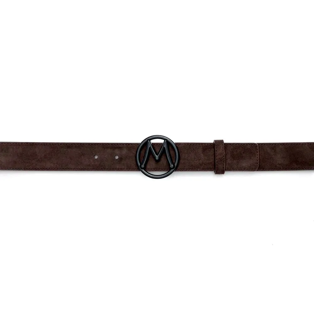 Mezlan SB11490 Dark Brown Suede Leather Circle Icon Men's Belt (MZB1206)